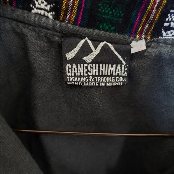 Ganesh Himal Wool Nepalese Geometric Trim Heavyweight Pullover Jacket Unisex - Picture 7 of 9